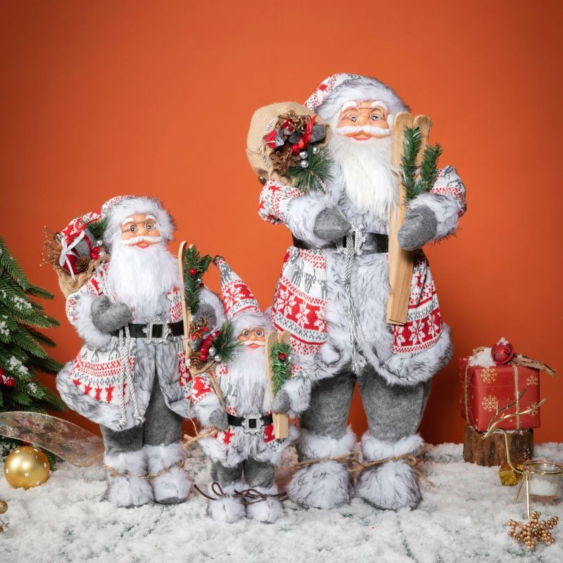 Christmas,White Plush Santa Claus - Christmas Decoration